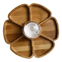 Plateau de service rond en bois naturel à compartiments pour aliments, fruits, noix et desserts, qualité alimentaire, pour cuisine et table