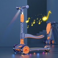 Trottinette à trois roues très bien cotée avec projecteur, phare intégré, musique et lumières pour les enfants, idéale pour jouer en extérieur