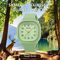 Skmei 2501 Montre à quartz unisexe avec visage personnalisé Bracelet carré en silicone simple Ensemble de montres décontractées Mode Pointeur Time Factory