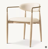 Fauteuil de salle à manger Arno en tissu velours moderne et écologique avec pieds en bois massif