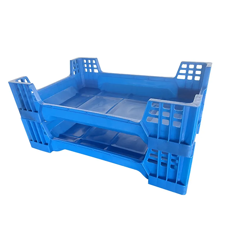 Aangepaste Grootte 600X400X145Mm Blauwe Pp Vier Hoeken Bsf (Zwarte Soldatenvlieg) Meelworm Stapelbare Plastic Insectenveredelingsdoos