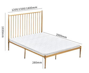 Industrial Sell Single Tier Coated Pipe Metal <b>Bed</b> <b>Frame</b> Type <b>Platform</b> Bedroom Dormitory Construction Furniture <b>Bed</b> King-size - Product Image 3