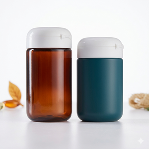 Bouteille en plastique HDPE de qualité alimentaire en forme de capsule de 4 oz et 5 oz <span class=keywords><strong>pour</strong></span> compléments alimentaires, vitamines, emballage en plastique avec couvercle - Product Image 1