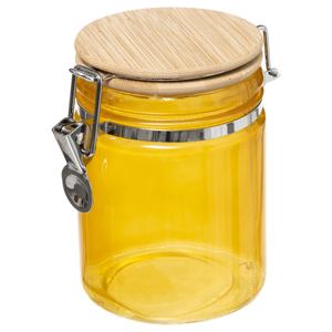 FRASCO HERMÉTICO AMARILLO DE 0.75L CON TAPA DE BAMBÚ - Product Image 1