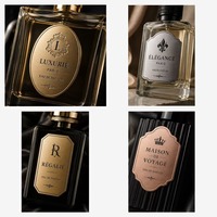MAISON DE VOYAGE PARIS Étiquette adhésive personnalisée en métal brossé en forme de cœur, impression sérigraphique, décoration, étiquette de parfum, logo, emballage