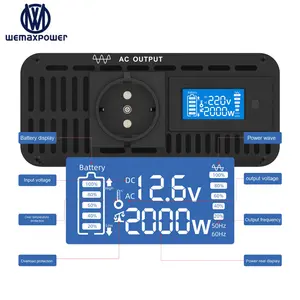 WEMAXPOWER Home inverter dc to ac pure sine wave with multi protection of power inverter 12v 220v 2000w