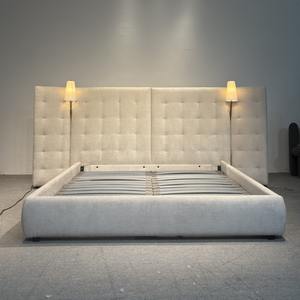 Diseño de marco doble de lujo de tamaño de teca gemelos tapizados el roble importado pequeñas maderas minimalistas inteligente elegante bonita cama de tamaño completo - Product Image 1