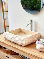 Lavabos de salle de bain pour hôtel et maison d'hôtes, style wabi-sabi, surface en marbre noir antique, haut de gamme, artistique, sur mesure, AQUARIUS AQ964B