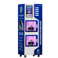 Machine de nettoyage en profondeur de casques en libre-service avec lumière UVC, lavage atomisé, séchage à chaud, double compartiment, écran tactile 15,6 pouces, paiement multiple