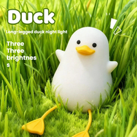 Mini lampe de nuit interactive en silicone en forme de canard à longues pattes, à induction lumineuse, rechargeable, LED, protection des yeux, lumière d'ambiance