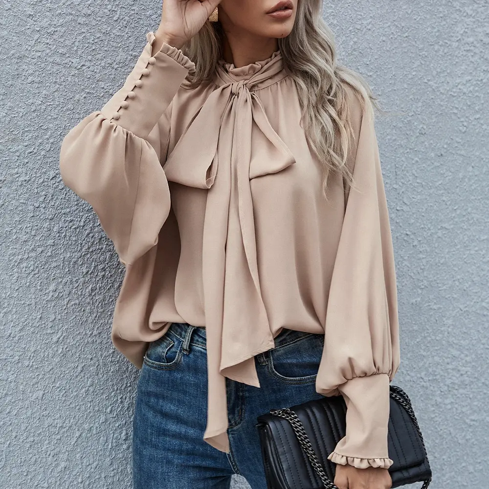 Elegant Women Long Sleeves Ladies Woman Tops Fashionable Loose Chiffon Blouse shirts for women