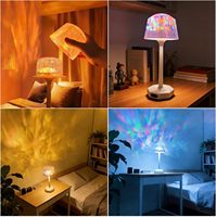 Lampe de table à LED rechargeable à effet d'ondulation d'eau, lumière d'ambiance RGB, lampe tactile à intensité variable avec 16 modes de couleur, télécommande