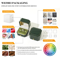 Boîte à bijoux de luxe WEIMEI en émeraude verte octogonale, ensemble d'emballage personnalisé en papier pour bagues, colliers et pendentifs