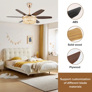 Châu Âu 58inch thông minh đèn chùm LED Trần người hâm mộ với ánh sáng pha lê trong QUẢNG CHÂU - Product Image 4