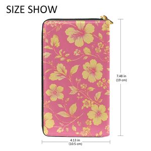 Cartera con Cierre de Cremallera en Rosa Vibrante y Amarillo con Diseño Floral, Elegante Cartera de Cuero Vegano con Bloques de Color y 12 Ranuras para Tarjetas - Product Image 2