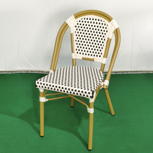 Bộ bàn ghế ngoài trời kiểu Pháp, ghế mây nhựa giả mây, bàn ăn bằng nhôm cho quán cà phê, nhà hàng, sân vườn - Product Image 4