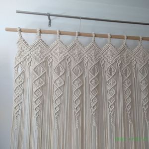 Cortina de Macramé de Algodón Tejida a Mano, Estilo Bohemio, Grande, para Ventana, Decoración del Hogar, Cortinas para Puerta de Balcón, Valan - Product Image 1