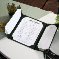 Dossier de menu en cuir Support de café Presse-papiers en cuir Couverture de menu de boisson pour trois pages