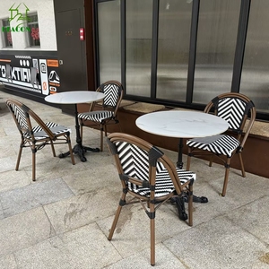 Ghế ăn mây đen và trắng nhà hàng hiện đại ghế tre pháp đặt quán cà phê pháp Bistro bàn ăn và ghế - Product Image 1