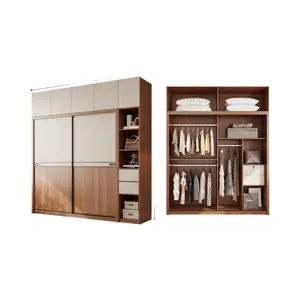 Furniture Set Movable Large Cabinet Modern Custom Built Wooden Walk In Sliding Door Bedroom Wardrobe Closet