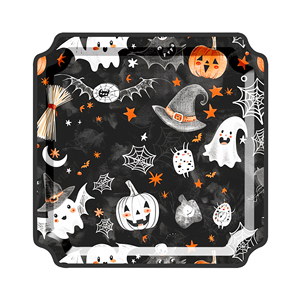 DAMAI New Halloween Theme Black and White Color Pumpkin Tableware Sets with Disposable Paper Dessert Plate Party Tableware Kits - Product Image 3