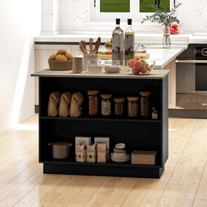 Carrito de cocina de diseño moderno Acero inoxidable y material de roble - Product Image 3