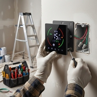 Termostato Inteligente con Pantalla Táctil y Wi-Fi para Calefacción por Suelo Radiante, Diseño Plegable, Sistemas de Caldera Hidrónica, Operación Android, 90V-240V, Color Negro