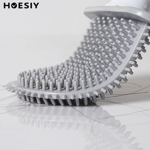 Ensemble de <span class=keywords><strong>brosse</strong></span> de <span class=keywords><strong>toilette</strong></span> murale en <span class=keywords><strong>silicone</strong></span> souple à tête plate avec fentes de ventilation et base TPRT - Product Image 5