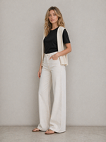 Duurzame vintage fruitkleurstof witte mid-waist wijde pijp hoge elasticiteit milieuvriendelijke denim stretch gebreide jeans dames zomer