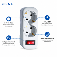 Adaptateur électrique multiprise 2 prises 16A 250V 2 broches norme UE avec protection de sécurité et mise à la terre