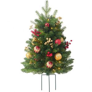 Sapin de Noël Artificiel de Haute Qualité en PVC avec Base à Insérer dans le Sol, Mini Arbre de Table à Aiguilles de Pin, Petite Décoration de Jardin Extérieur - Product Image 1