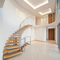 Kit d'escalier en bois massif avec rampe en verre, design contemporain, sûr et durable, escaliers flottants