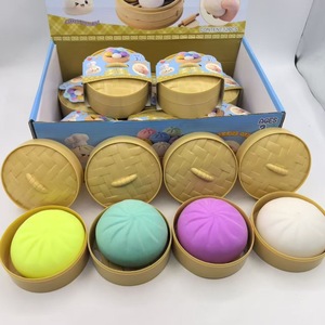 Jouet anti-stress à presser en forme de boulette, à rebond lent, réaliste, mini-boulette vapeur en PU, vente chaude - Product Image 4