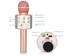 Không Dây Karaoke Microphone Cho Trẻ Em, 5-Trong-1 Di Động Cầm Tay Karaoke <span class=keywords><strong>Mic</strong></span> Loa Máy Nghe Nhạc Ghi Âm Với Có Thể Điều Chỉnh Remix FM - Product Image 5