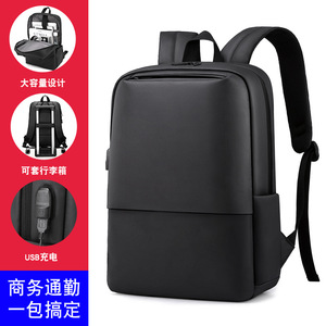 Laptop <b>Backpack</b> Black Large Capacity Business Travel Water Resistant <b>Backpack</b> For Men With Front Pocket And Adjustable <b>Straps</b> - Product Image 2