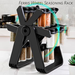 Portaspezie Girevole a 360 Gradi in Plastica, Set da 18 Barattoli in <span class=keywords><strong>Vetro</strong></span>, Doppio Supporto per Organizzazione Utensili da Cucina - Product Image 3