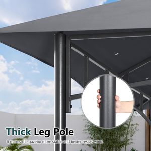 Pergola et tonnelle de jardin Eurogarden "Berlino" en acier gris 3x3 m avec double toit - Product Image 5