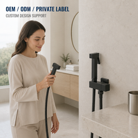 Ensemble de pulvérisation pour bidet mural moderne en zinc noir mat, douchette WC portative, Shattaf, douchette de bidet pour salle de bain, accessoire sanitaire