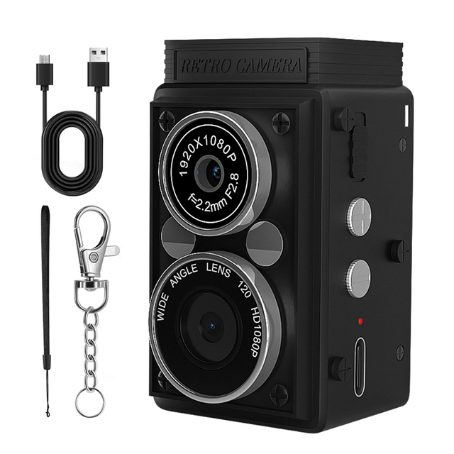 Dual Lens Mini Camera DIY Classic Retro Double Reflex Digital Camera Student CCD Kids Camera