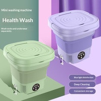 Machine à laver et à sécher tout-en-un pliable 9L sans installation, mini, à lumière bleue, pour sous-vêtements et chaussettes, idéale pour les étudiants en dortoir