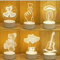 Veilleuse LED Moderne Personnalisée Anime Noël 3D RGB Contrôle par Interrupteur Alimentée par USB/Type-C Dimmable pour Chambre d'Enfant Décoration de la Maison