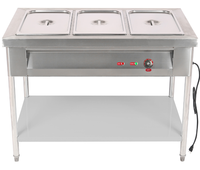 Chauffe-plats commercial, présentoir de nourriture chaude pour buffet, 3 bacs, table à vapeur au gaz, bain-marie en acier inoxydable
