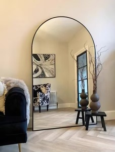 Custom Gold <b>Black</b> Modern Stylish Bedroom Arched Metal <b>Framed</b> <b>Full</b> <b>Length</b> Floor Minimalist Design Glass Surface Rust <b>Mirror</b> - Product Image 3