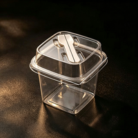 Gobelets ronds en plastique transparent pour desserts, avec cuillères et couvercles, jetables, pour mousse, pudding, yaourt, parfait, pour boulangerie