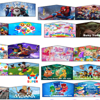 Bannières personnalisées sur divers thèmes de personnages de dessins animés, pour châteaux gonflables et promotions publicitaires en structures gonflables.