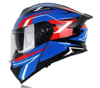Feu arrière rouge à LED DOT Protecteur de tête à double lentille Casque de sécurité rabattable pour moto