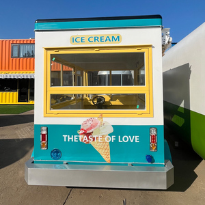 Mini camión de comida móvil azul totalmente equipado para exteriores, quiosco Helados, pequeño camión expendedor de helados con mesa de trabajo y fregadero a la venta - Product Image 3