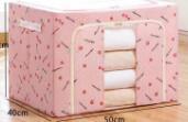Cesto portaoggetti in cotone e lino 50x30x48 cm con doppio coperchio, organizer rettangolare per armadio - Product Image 3