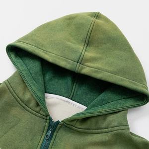 Sudadera con Capucha Clásica de Moda para Hombre, 400 GSM, Algodón Grueso, Estilo Vintage, Lavado Ácido, con Cierre - Product Image 4