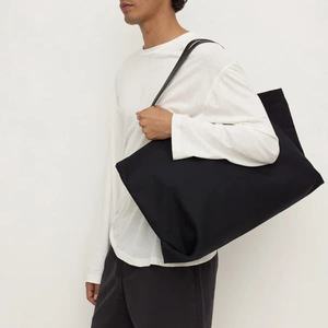 Custom Logo Large Capacity Black Canvas <b>Tote</b> Bag Heavy Duty Cotton Shopping Bag Eco Friendly Travel Bag Use - Product Image 2